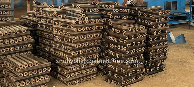 Finished wood chip briquetting machine product