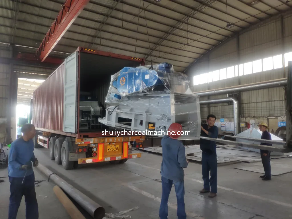 Mechanical charcoal production line machine is being shipped