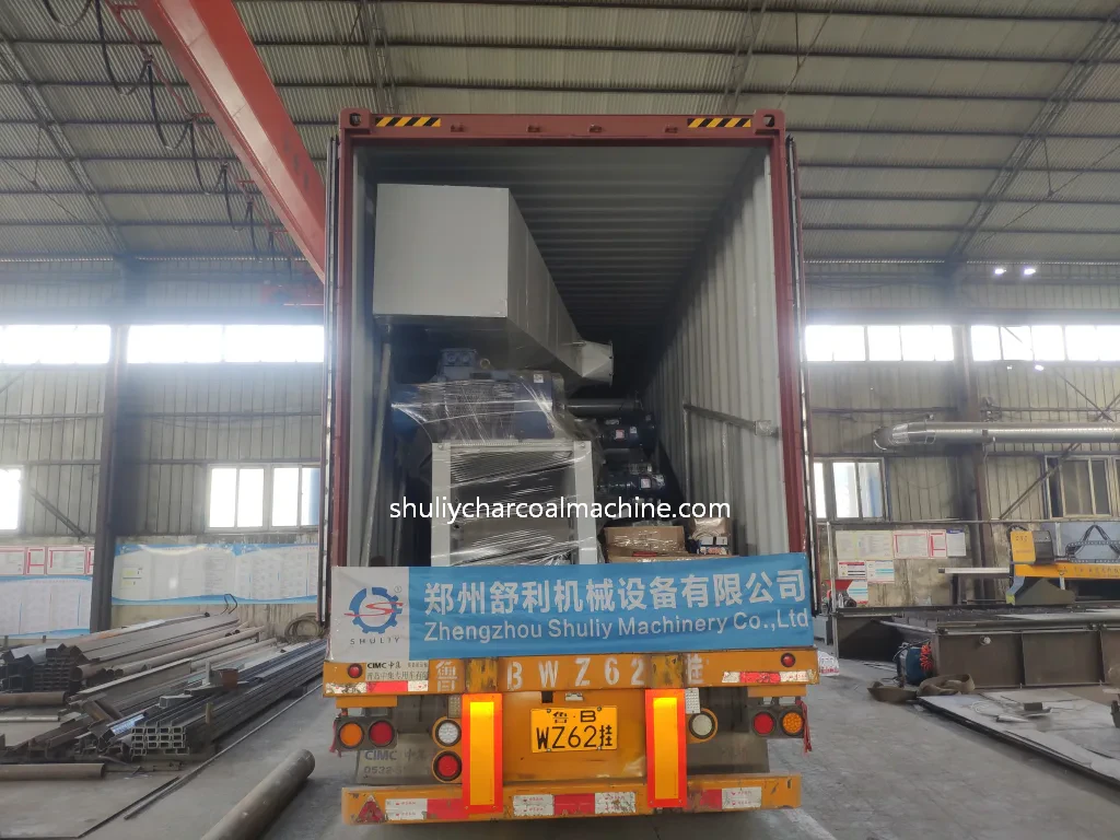 Mechanical charcoal production line machine is being shipped